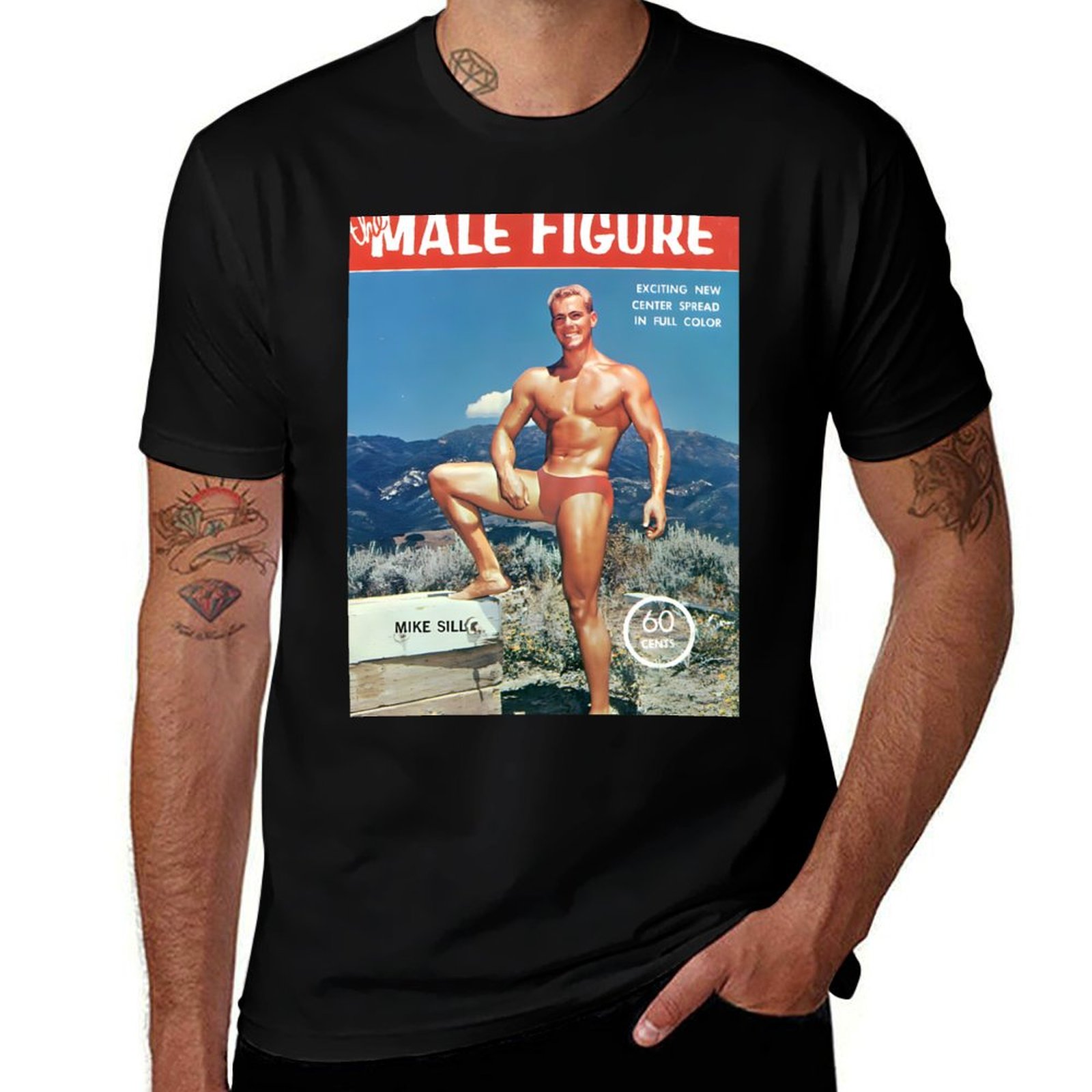 Vintage Fashion Magazines - Camiseta con estampado de figura masculina