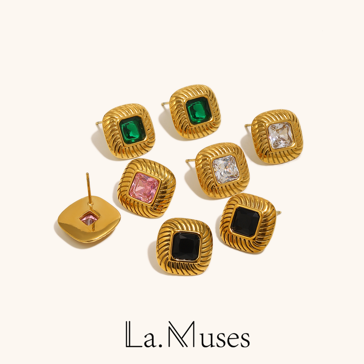 Vintage Fashion La - La. Muses-pendientes clásicos de sarga de