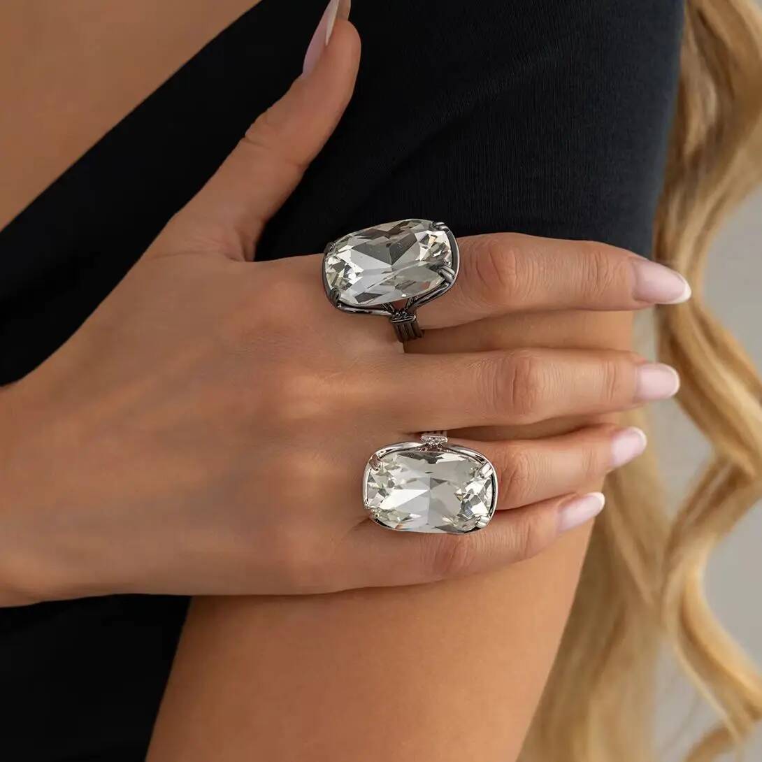 Z Vintage Fashion - Anillo Abierto de Acrílico Brillante con