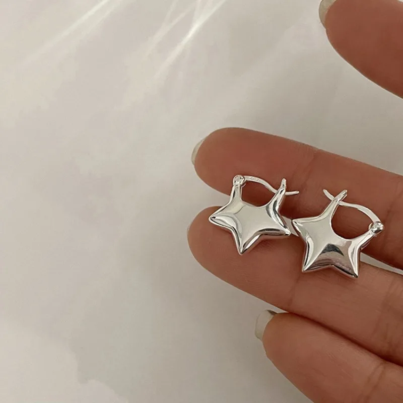 Vintage Fashion Korea - Pendientes de aro con pentagrama clásico