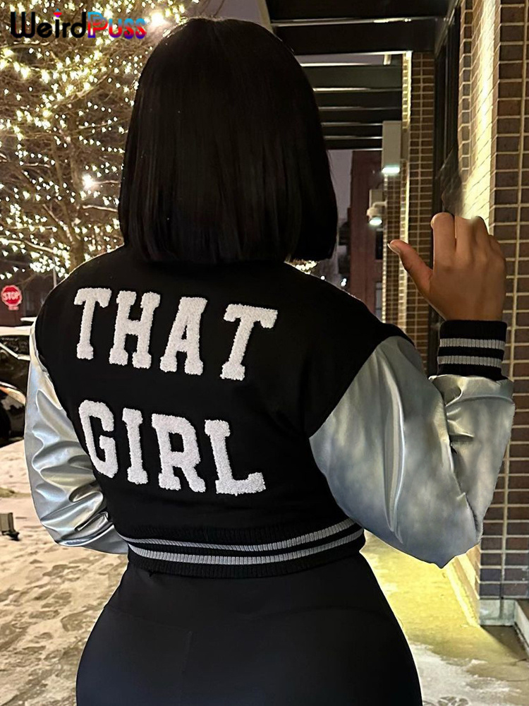Varsity Jacket Wool - Chaqueta corta con letras esponjosas de
