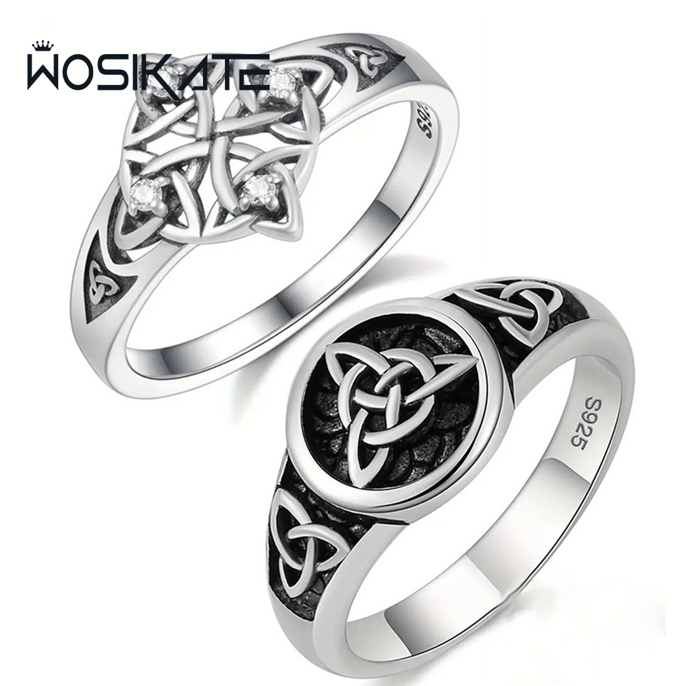 Z Vintage Fashion - WOSIKATE-Anillo de nudo celta de plata