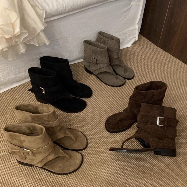 Vintage Fashion Luxury - Botas con punta abierta para mujer,