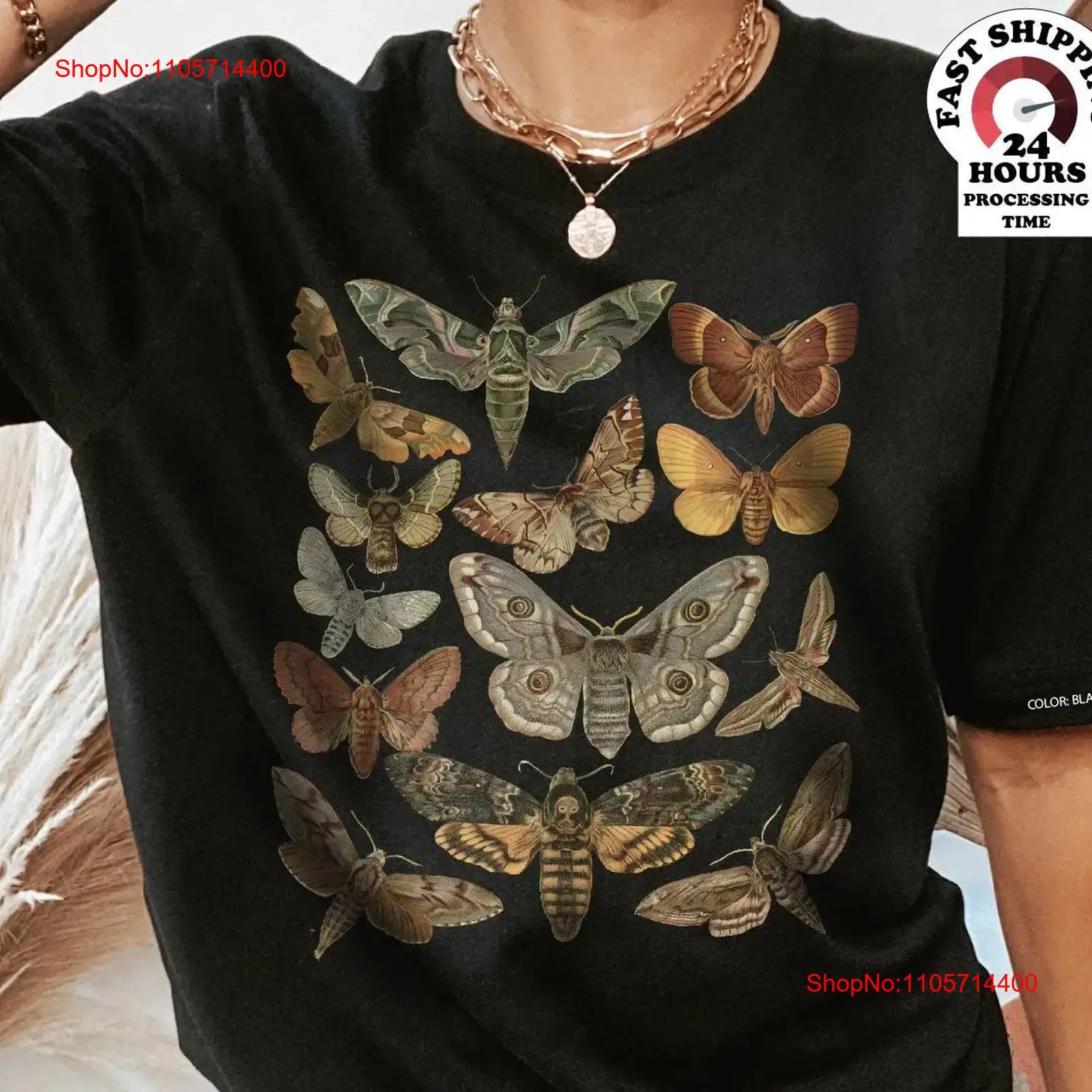 Vintage Fashion Bug - Camiseta con diseño de polilla, estilo
