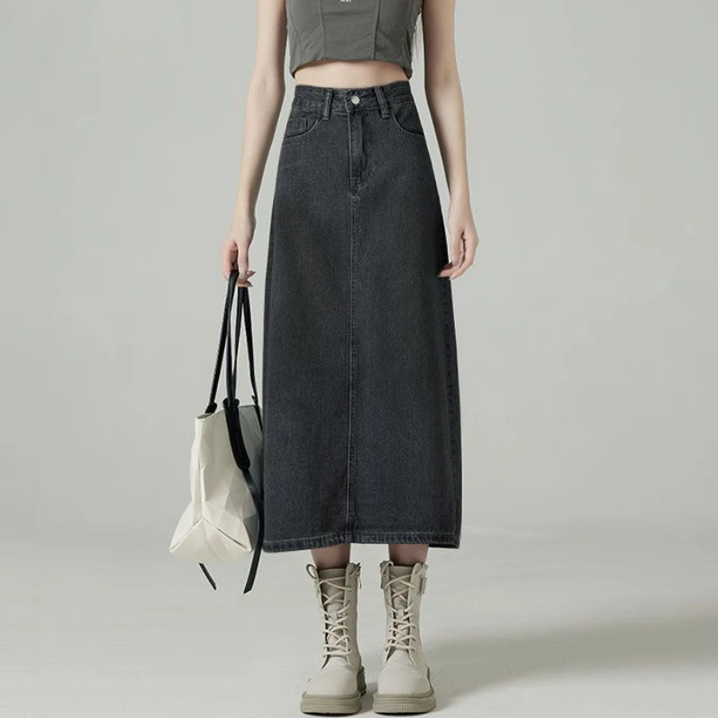Denim Skirt Midi Vintage - Faldas vaqueras para mujer, Midi con