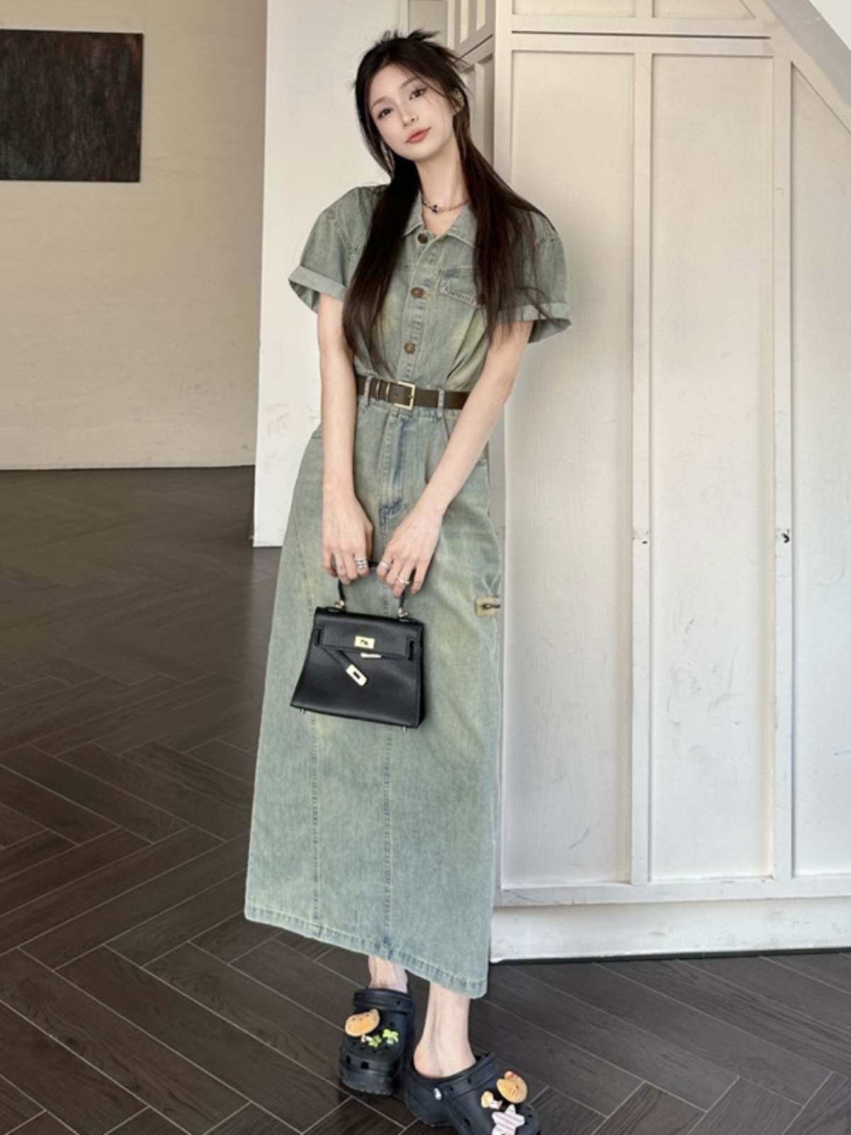 Denim Skirt Midi Vintage - Vestido vaquero vintage de talla ande