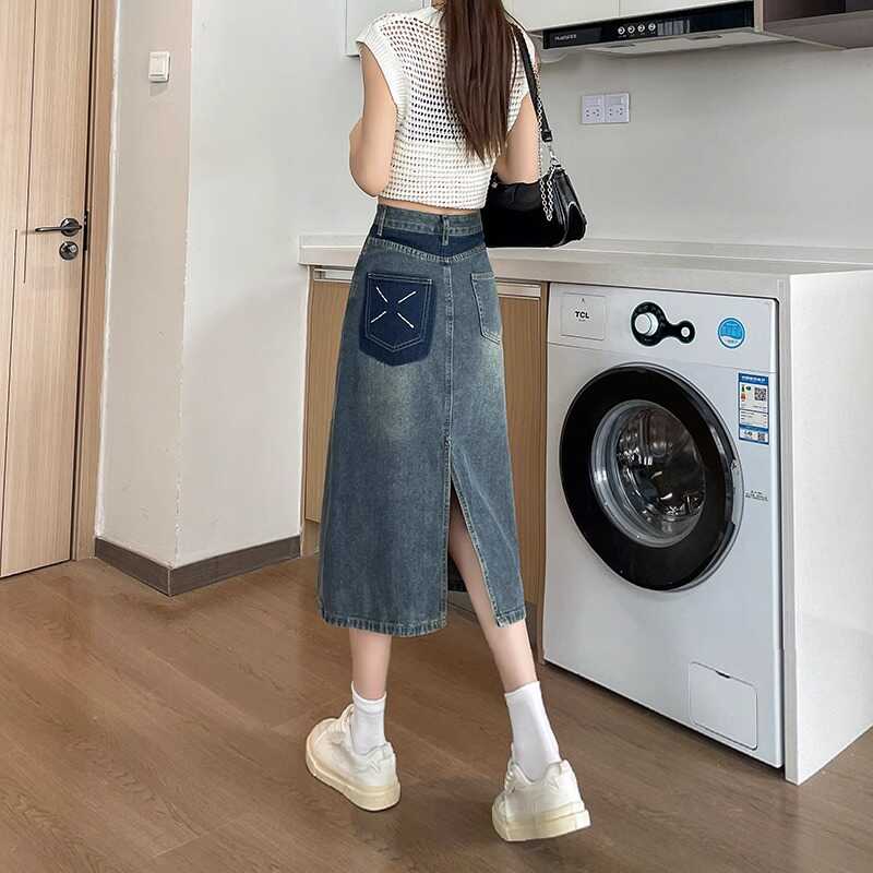 Denim Skirt Midi Vintage - Falda vaquera /midi de cintura alta