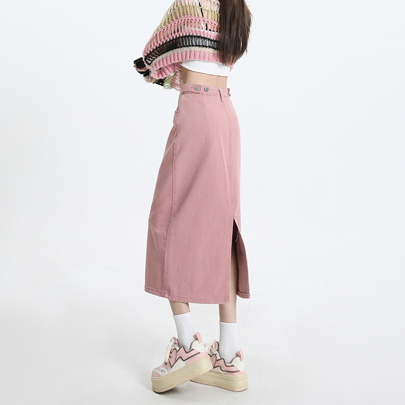 FINEWORDS-faldas largas de mez - Denim Skirt Midi Vintage reseña y precio