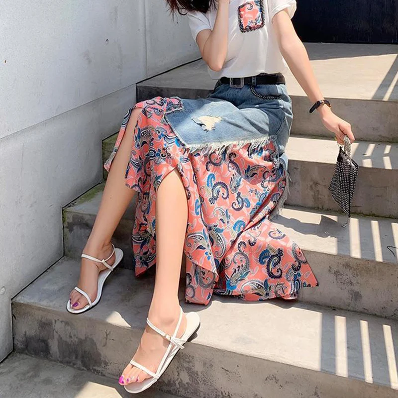 Faldas largas de cintura alta  - Denim Skirt Midi Vintage reseña y precio