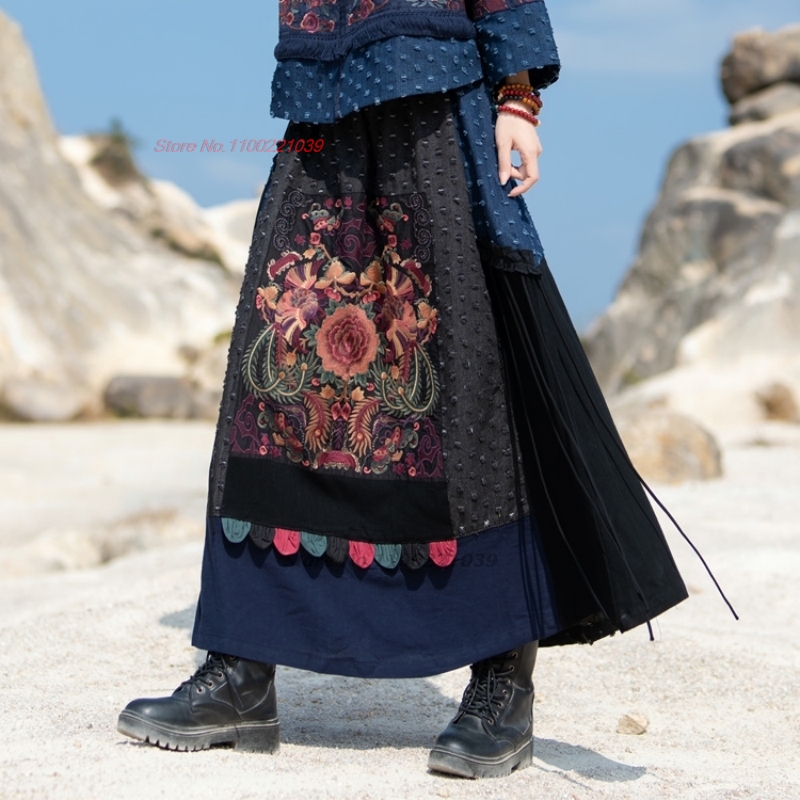 Falda vaquera étnica tradicion - Denim Skirt Midi Vintage reseña y precio
