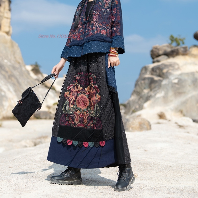 Falda vaquera étnica tradicion - Denim Skirt Midi Vintage reseña y precio