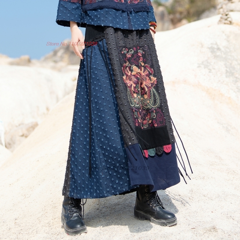 Falda vaquera étnica tradicion - Denim Skirt Midi Vintage reseña y precio