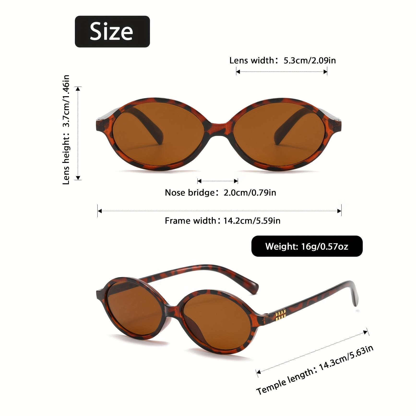 1 par de gafas de moda ovalada - Vintage Fashion Glasses reseña y precio