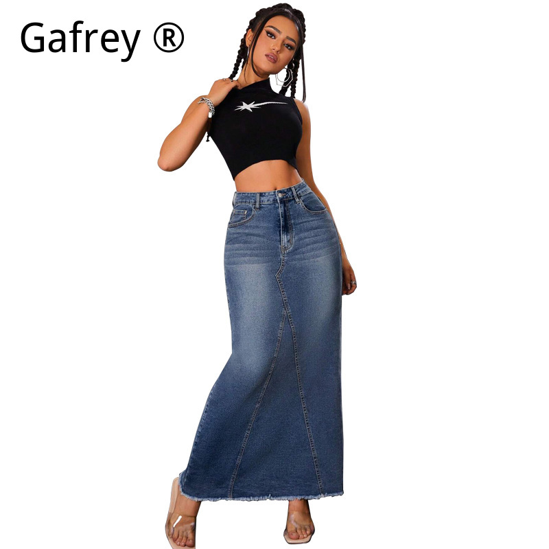 Falda vaquera midi de mujer, c - Denim Skirt Midi Vintage reseña y precio