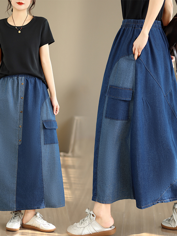 Falda vaquera informal holgada - Denim Skirt Midi Vintage reseña y precio