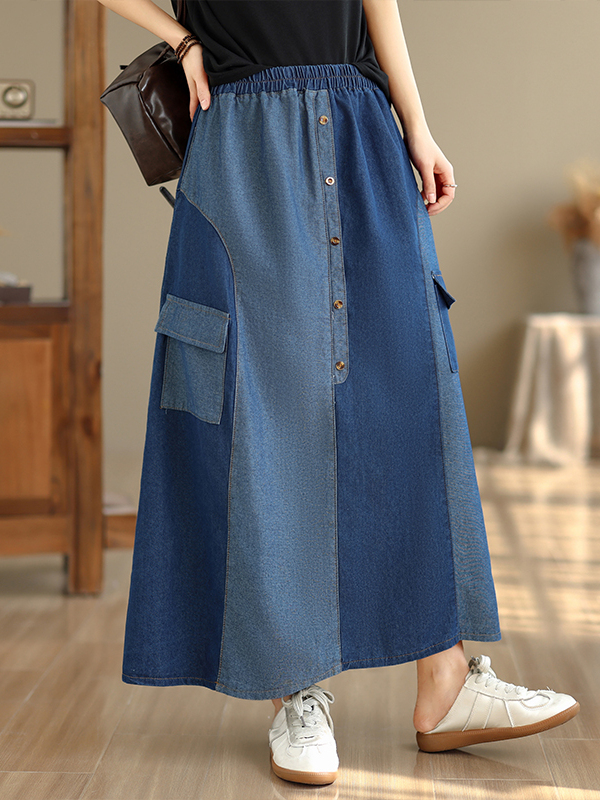 Falda vaquera informal holgada - Denim Skirt Midi Vintage reseña y precio