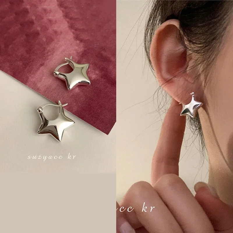 Pendientes de aro con pentagra - Vintage Fashion Korea reseña y precio