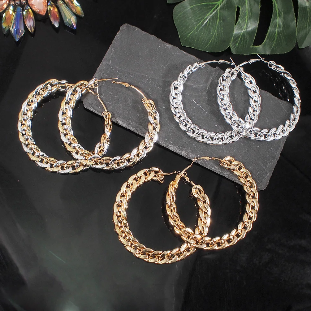 Pendientes de aro con cadena d - Vintage Fashion Korea reseña y precio