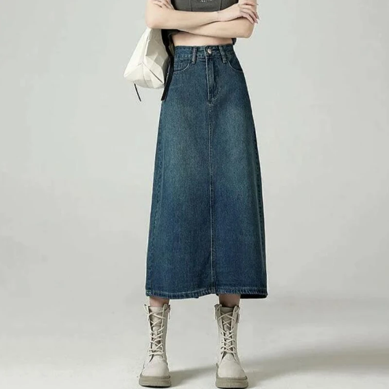 Faldas vaqueras para mujer, Mi - Denim Skirt Midi Vintage reseña y precio