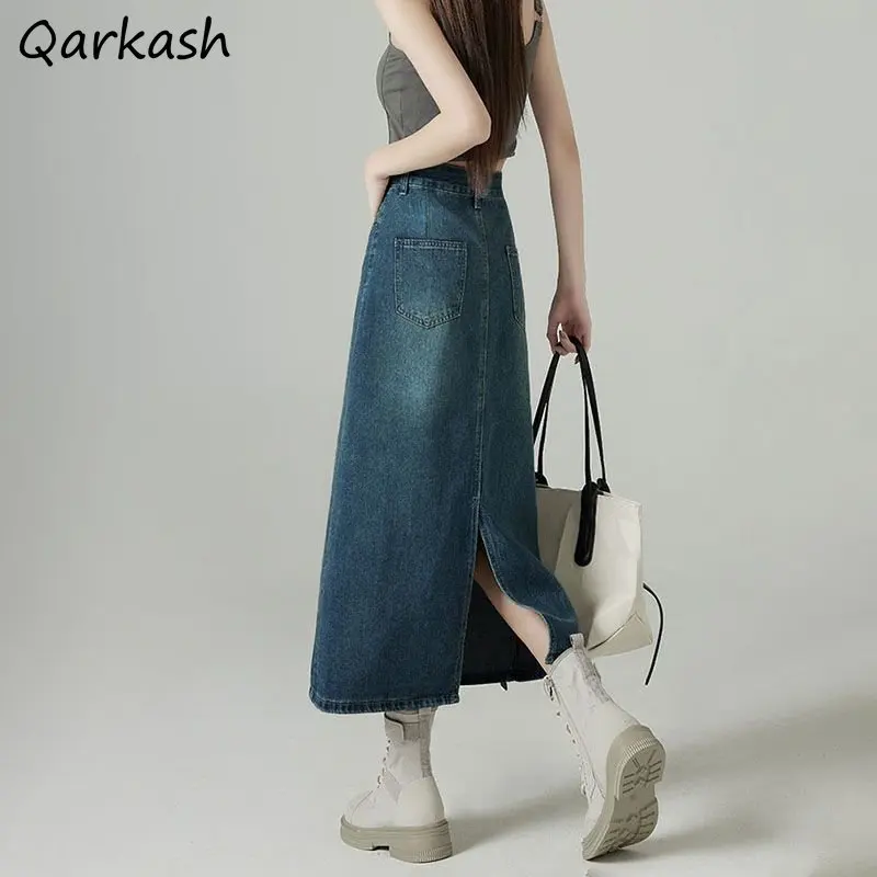 Faldas vaqueras para mujer, Mi - Denim Skirt Midi Vintage reseña y precio