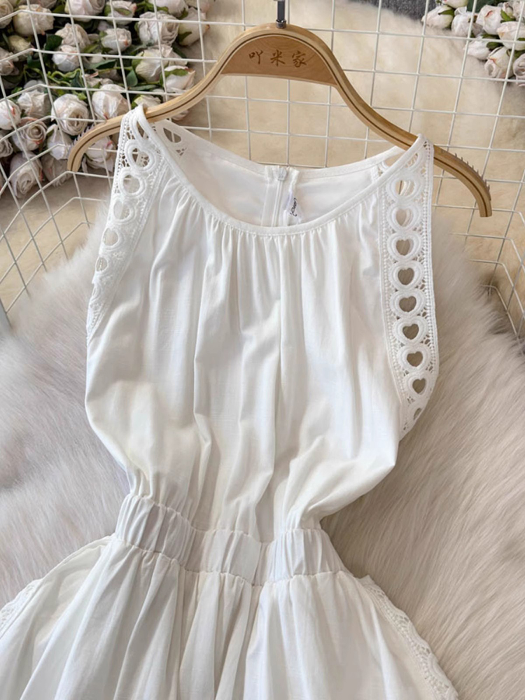 Vestido blanco elegante ahueca - Vintage Fashion Korea reseña y precio