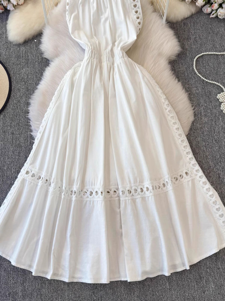 Vestido blanco elegante ahueca - Vintage Fashion Korea reseña y precio
