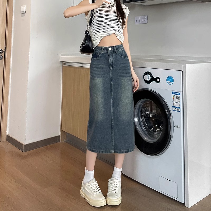 Falda vaquera /midi de cintura - Denim Skirt Midi Vintage reseña y precio